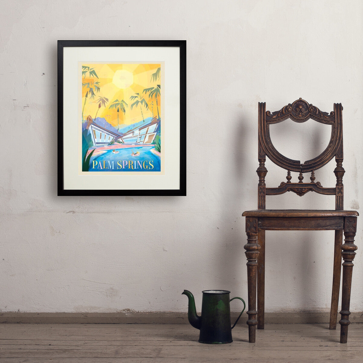 Palm Springs, CA (Mod Design) — Vintage Travel Poster | Art Print