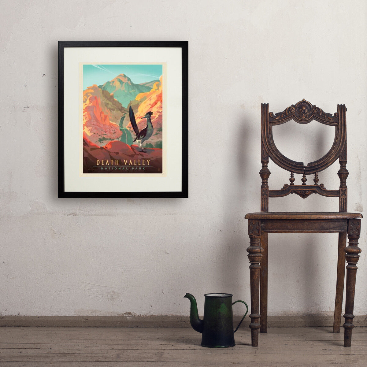 Death Valley National Park: Roadrunner Perch — Vintage Poster Art