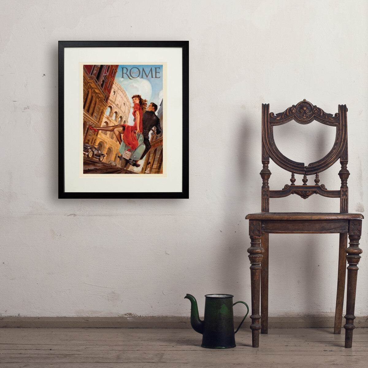 Italy: Rome by Vespa — Vintage Travel Poster | Art Print