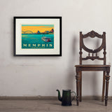 Memphis, TN: River View (Horizontal) - Art Print, 18x24 / Standard / Black