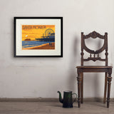 Santa Monica Pier: Sunset - Art Print, 18x24 / Standard / Black
