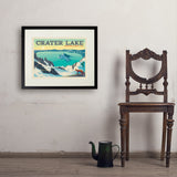 Crater Lake National Park: Winter Fox (Horizontal) - Art Print, 18x24 / Standard / Black