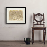 Illustrated Map of Nashville - Art Print, 18x24 / Standard / Black