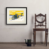 Salt Flat Motorcycle Racer - Art Print, 18x24 / Standard / Black