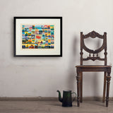 50-State Collage (Horizontal) - Art Print, 18x24 / Standard / Black