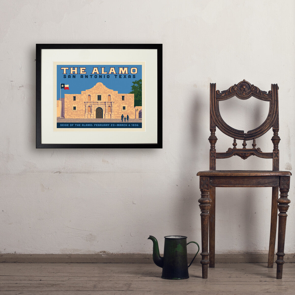 San Antonio, TX: The Alamo (Horizontal) — Vintage Travel Poster