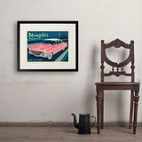 Memphis, TN: Pink Caddy (Horizontal) - Art Print, 18x24 / Standard / Black