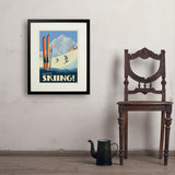 Classic Ski Design: Spend The Day Skiing!  - Art Print, 18x24 / Standard / Black