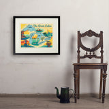 Great Lakes: Horizontal Map - Art Print, 18x24 / Standard / Black