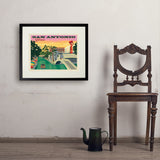 San Antonio, TX: River Walk (Horizontal) - Art Print, 18x24 / Standard / Black