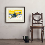 Salt Flat Motorcycle Racer - Art Print, 18x24 / Standard / Brown