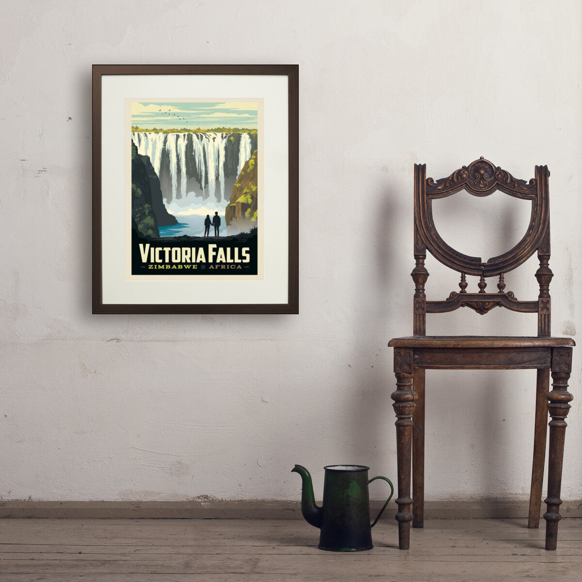 Zimbabwe, Africa: Victoria Falls — Vintage Travel Poster | Art