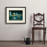 Nashville Riverfront Skyline at Night - Art Print, 18x24 / Standard / Brown