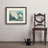 Map of Glacier National Park - Art Print, 18x24 / Standard / Brown