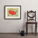 Map of the USA Print - Art Print, 18x24 / Standard / Brown