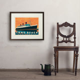 Long Beach, CA: Queen Mary - Art Print, 18x24 / Standard / Brown