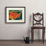 2024 Total Solar Eclipse Map - Art Print, 18x24 / Standard / Brown