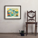 Great Lakes: Horizontal Map - Art Print, 18x24 / Standard / Brown