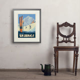Classic Ski Design: Spend The Day Skiing!  - Art Print, 18x24 / Standard / Gray