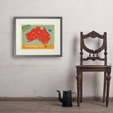 Australia: Explore Down Under Map - Art Print, 18x24 / Standard / Gray