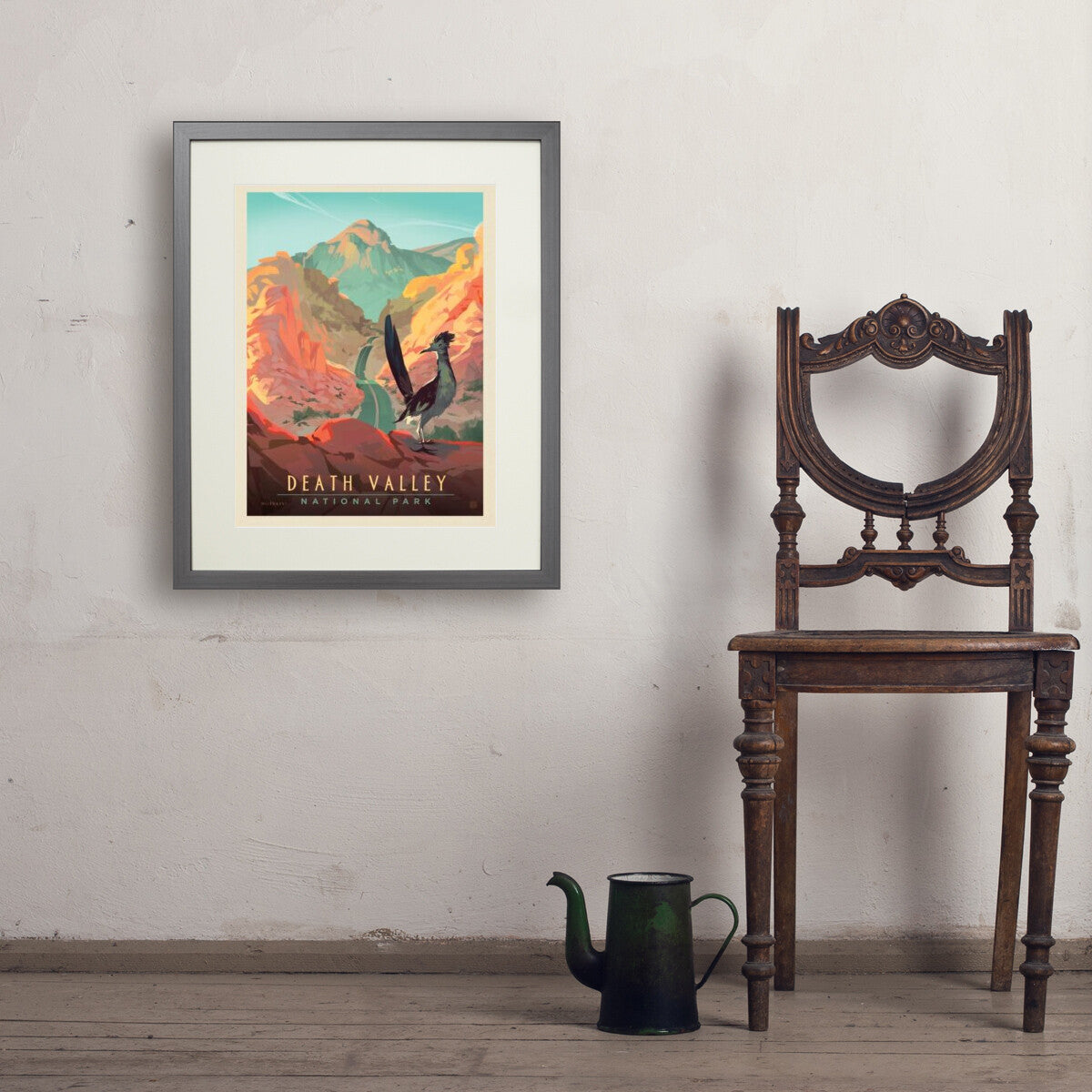 Death Valley National Park: Roadrunner Perch — Vintage Poster Art