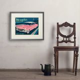 Memphis, TN: Pink Caddy (Horizontal) - Art Print, 18x24 / Standard / Gray