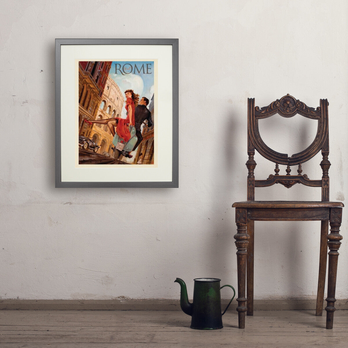 Italy: Rome by Vespa — Vintage Travel Poster | Art Print