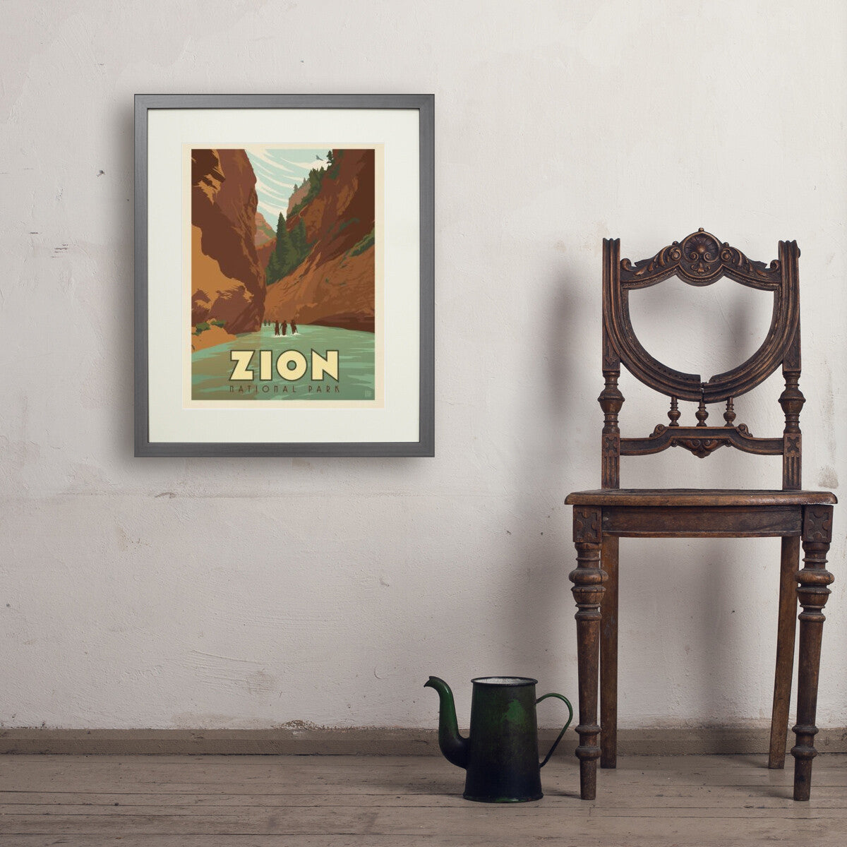zion-national-park-hiking-the-narrows - 18x24 / Standard / Gray / Env