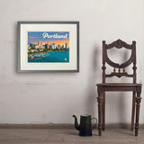 Portland, Oregon: Waterfont Skyline - Art Print, 18x24 / Standard / Gray