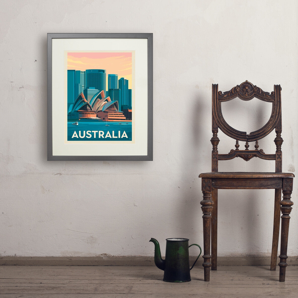 Australia: Sydney Skyline — Vintage Travel Poster | Art Print