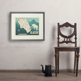 Map of Glacier National Park - Art Print, 18x24 / Standard / Gray