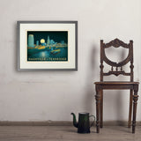 Nashville Riverfront Skyline at Night - Art Print, 18x24 / Standard / Gray