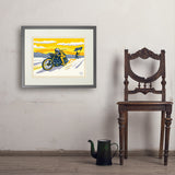 Salt Flat Motorcycle Racer - Art Print, 18x24 / Standard / Gray