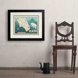 Map of Glacier National Park - Art Print, 18x24 / Deluxe / Black