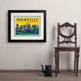 Nashville Sunset Skyline (Horizontal) - Art Print, 18x24 / Deluxe / Black