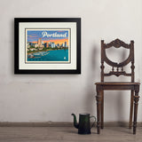 Portland, Oregon: Waterfont Skyline - Art Print, 18x24 / Deluxe / Black