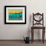 Memphis, TN: River View (Horizontal) - Art Print, 18x24 / Deluxe / Black