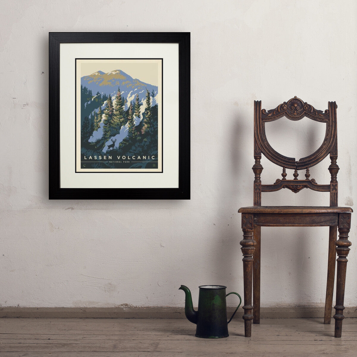 lassen-volcanic-national-park-into-the-mist - 18x24 / Deluxe / Black / Env