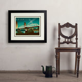 Nashville Skyline: Pedestrian Bridge, Horizontal - Art Print, 18x24 / Deluxe / Black