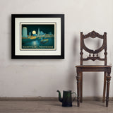 Nashville Riverfront Skyline at Night - Art Print, 18x24 / Deluxe / Black