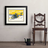 Salt Flat Motorcycle Racer - Art Print, 18x24 / Deluxe / Black