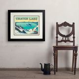 Crater Lake National Park: Winter Fox (Horizontal) - Art Print, 18x24 / Deluxe / Black