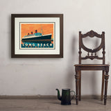 Long Beach, CA: Queen Mary - Art Print, 18x24 / Deluxe / Brown