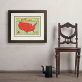 Map of the USA Print - Art Print, 18x24 / Deluxe / Brown