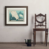 Map of Glacier National Park - Art Print, 18x24 / Deluxe / Brown