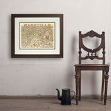 Illustrated Map of Nashville - Art Print, 18x24 / Deluxe / Brown