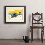 Salt Flat Motorcycle Racer - Art Print, 18x24 / Deluxe / Brown