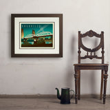 Nashville Skyline: Pedestrian Bridge, Horizontal - Art Print, 18x24 / Deluxe / Brown