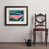 Memphis, TN: Pink Caddy (Horizontal) - Art Print, 18x24 / Deluxe / Brown