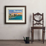 Portland, Oregon: Waterfont Skyline - Art Print, 18x24 / Deluxe / Brown